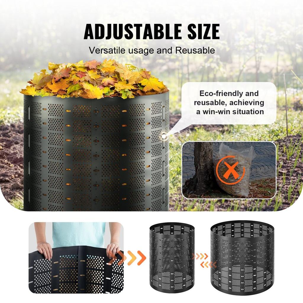 Compost Bin 832.8 L, Outdoor Expandable Composter, Easy To Setup & Large Capacity Composting Bin, Fast Creation of Fertile Soil