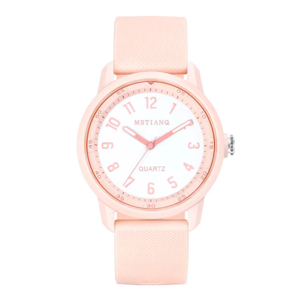 

Mori Candy-Colored Quartz Watch Summer Simple Digital High-End Women S Watch Niche High-Value Silicone Student Watch розовый