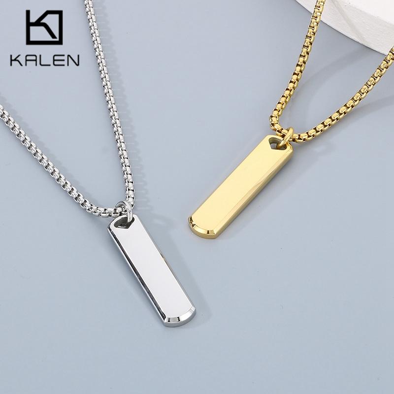 Einfache rechteckige Edelstahl-Anhänger-Halskette für Männer Hip-Hop Personalisierbare Charms Schmuck Stereoskopische geometrische Accessoires