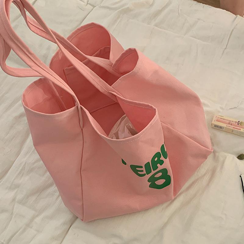 

Холщовая сумка, сумка через плечо, универсальная сумка-тоут, большая вместимость, ручная тканевая сумка розовый