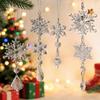 Transparent Acrylic Snowflake Ornament Set with Crystal Bead Strings for Christmas Tree Decoration