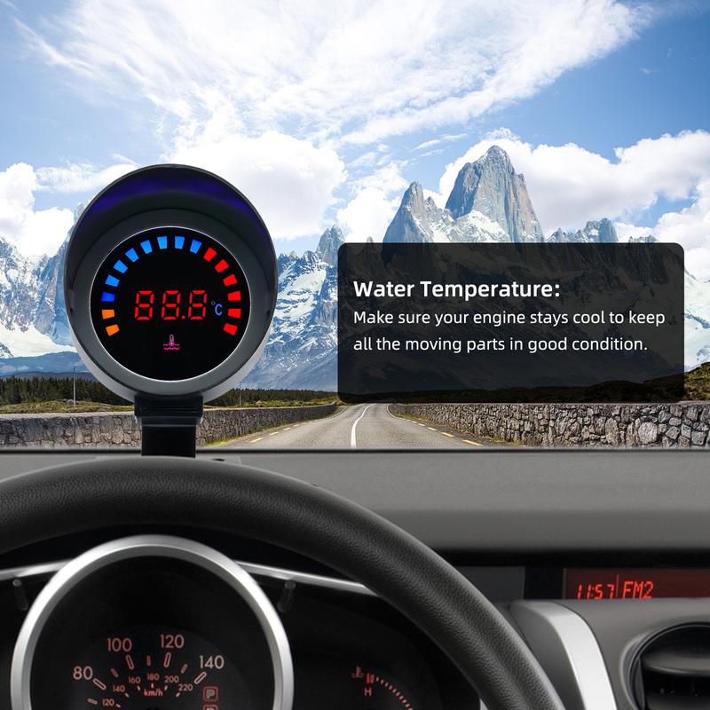 12V 24V LCD Digital Water Temp Gauge +26-40MM Adapter Joint Pipe Sensor with 10mm Temperature Sensor for Motorcycle Truck Meter