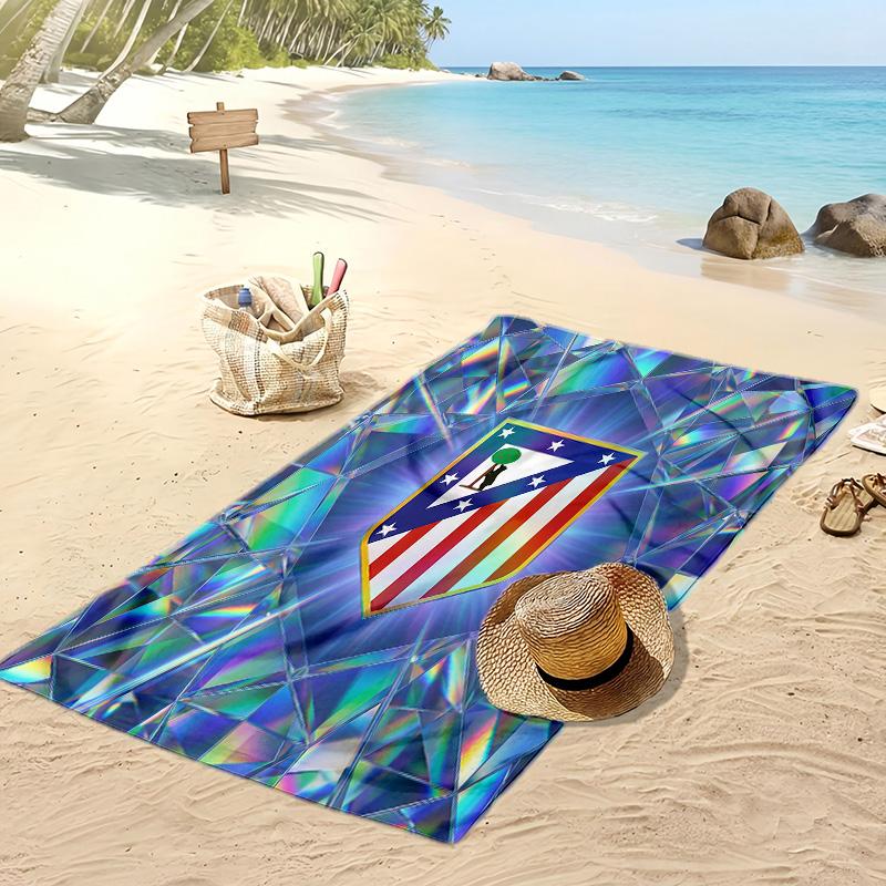 Asciugamano da Spiaggia Stampato Atletico Madrid Asciugamano Morbido ad Asciugatura Rapida Coperta da Spiaggia Rettangolare Grande Portatile per Viaggio Piscina