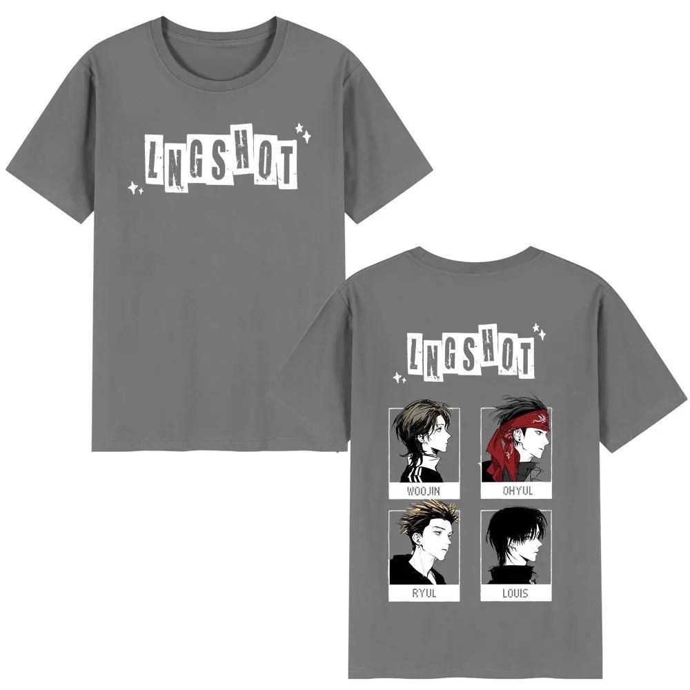 Korean Kpop Lngshot T Shirt Men Women Clothing Fashion Hip-hop Short Sleeve T-shirts Cotton Oversized Casual T-shirt Streetwear