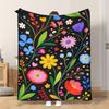 1pc Flannel Blanket Colorful Floral Design Soft Comfortable And Warm This Nap Blanket/Sofa Blanket Is Suitable for All Seasons And