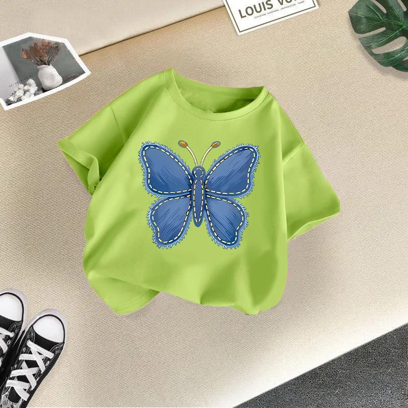 T-shirt décontracté à manches courtes pour enfants - T-shirt d'été ample pour filles avec nœud