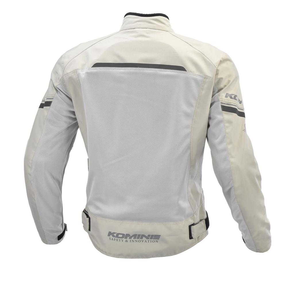 KOMINE JK-1463 Protective Half Mesh Jacket for Motorcycles, 07-1463, Men's, Light Gray, Black, XL