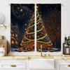 Set Of 2 Christmas Tree Starry Night Curtains Semi Transparent Polyester Living Room Bedroom Decor Curtain With Rod Pocket Machine Washable Ideal For