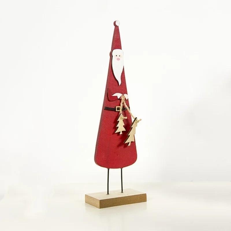 Creative Wooden Santa Claus Pendants Handmade Ornaments Xmas Tree Ornaments Kid Gift Party Decoration Supplies