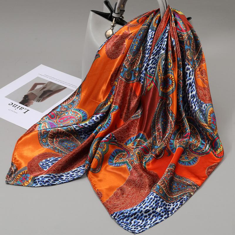 90 Square Scarves, Silk Scarves, Women's New Spring and Summer High-end Sense Versatile, Thin Scarves, Shawls Outside