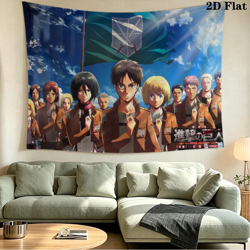 Anime Attack-on-Titan Wall Tapestry Aesthetic Wall Hanging Printed Fabric Blanket Decorative Tapestries for Bedroom Living Room Home Decor