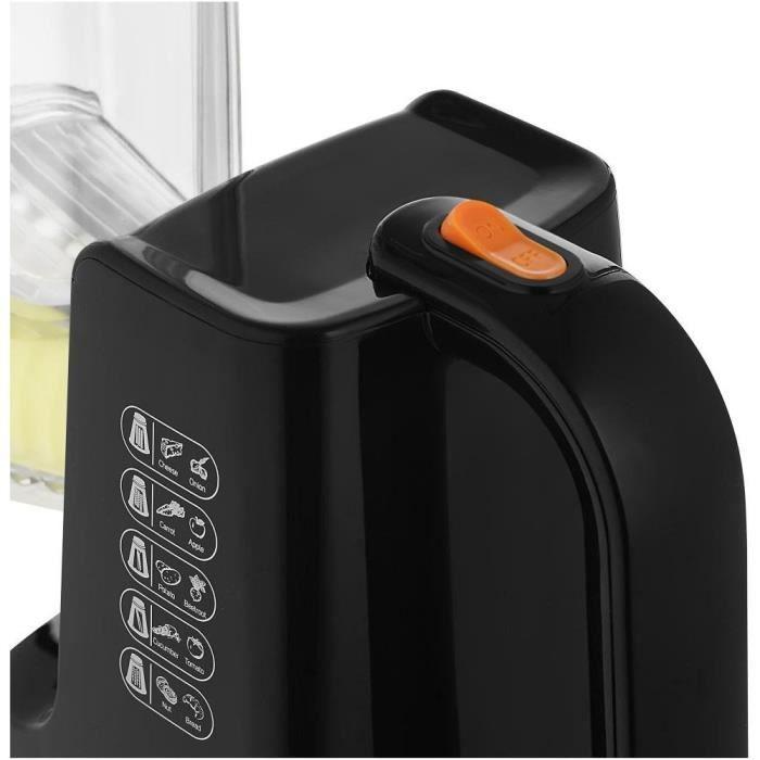 Trancheuse et râpe électrique Sencor SSG 4301BK - 5 accessoires interchangeables - Fonctionnement silencieux - 150 W - Noir