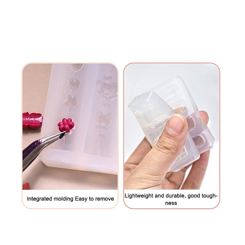 Nail Silicone Mold Cartoon Bow Flower Beads Line Carving Mold 3D Stamping Plate Nails Stencils Diy Manicure Tools Nail Art