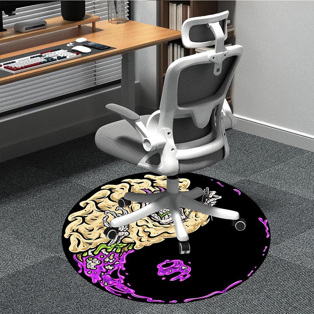 1pc Skull Yin Yang Chair Carpet for Office, Round Non Slip Durable Large Size Office Carpet, Suitable for Office