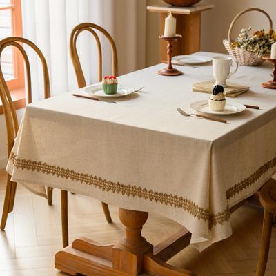 Cotton Linen Tablecloth,Rectangle Tassel,Jute Rope Lace Dust-Proof Table Cover,For Wedding Home Party Dining Banquet Decoration