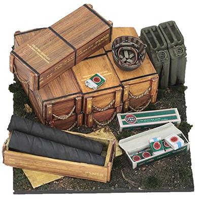 Royal Model 1/35 WWII US Army Diorama Príslušenstvo Vignette Základňa 40 mm x 40 mm 105 mm Kanón Munícia a Munícia Box Živicový Súprava RM992