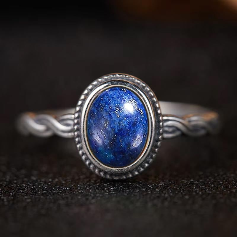 Pierścionek ze srebra sterlingowego z czarnym onykssem Vintage Prosty minimalistyczny styl Okrągły kształt Kamień naturalny Czarny pierścionek Biżuteria dla kobiet