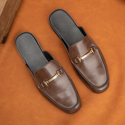 Stylish Style Male Muller Shoes Casual Half Shoes Comfortable Mens Loafers Fashion Mens Leather Slippers Leisure Walk Half Drag