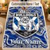 Flannel BlanketCanterbury-Bankstown Bulldogs Custom Name Text Personalized Soft Warm Throw Blanket Home Decor Gift