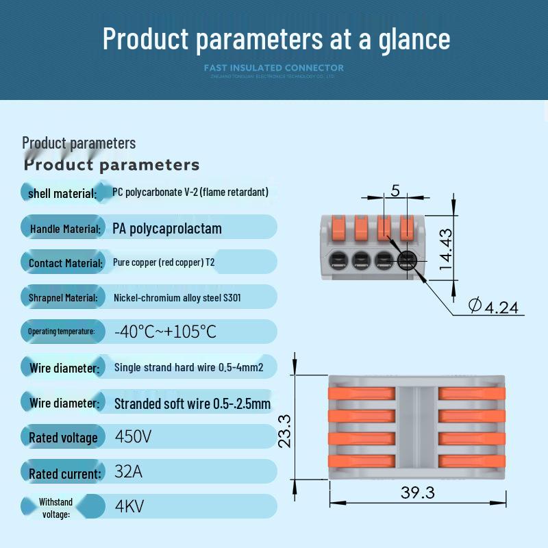 Unitek PCT-222 Multi-in/Out Quick Wiring Terminal for Soft and Hard Wire