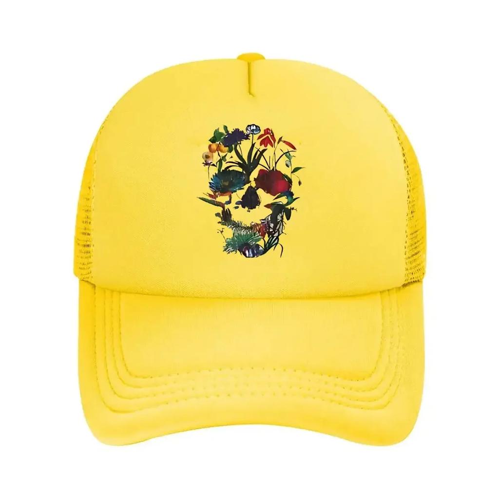 Flower Skull Artistic Nature Art Design Mesh Baseball Cap