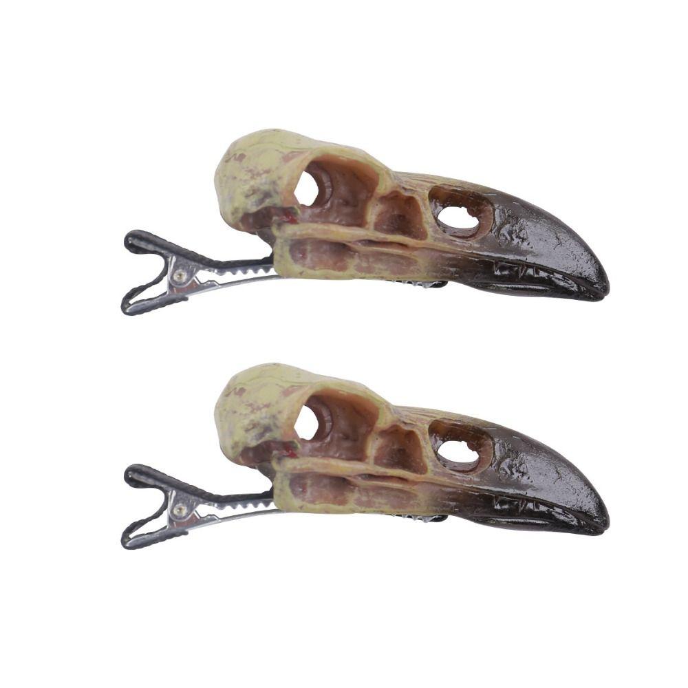 2pcs Resin Crow Skull Hairpin Creative Halloween Hair Clip Fashion   All Saints' Day