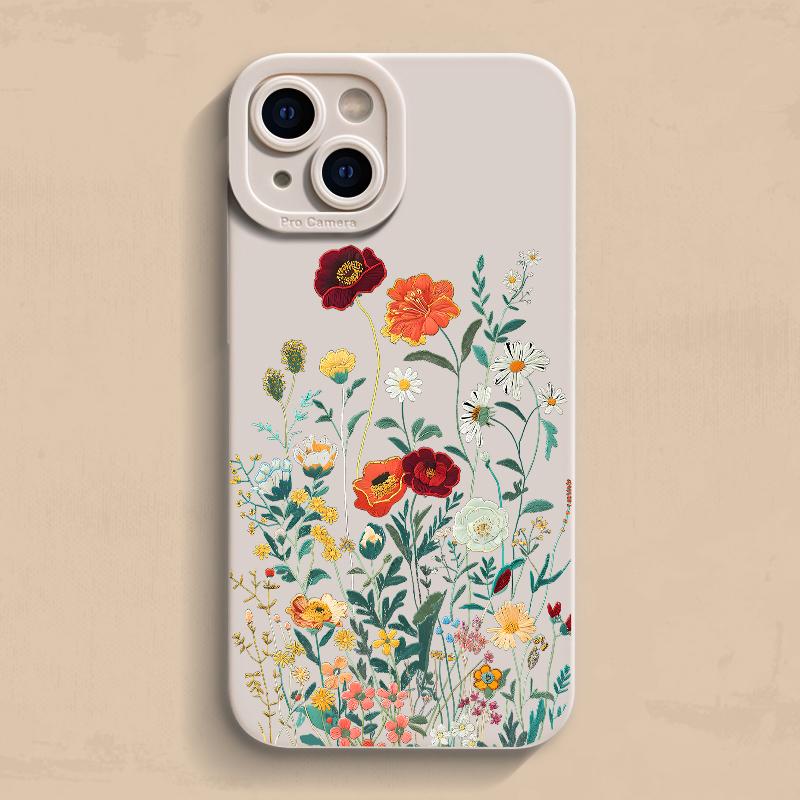 Embossed Floral Pattern Painted Phone Case for Samsung Galaxy S25 S23 S24 Ultra S22 Plus S21 S20 FE A55 A54 A35 A15 Cover