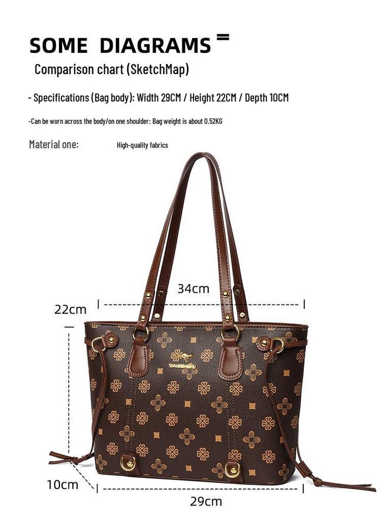 2026 Women's High-End Cross-Border Fashion Tote: Large-Capacity Commuting Shoulder Bag