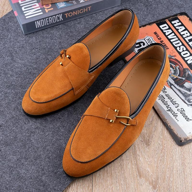 Fashion Classic Casual Loafers Men Cow Suede Shoes Elegant Fashion Office Daily Slip-on Comfortable Outdoor Adult Footwear 3color Design