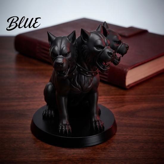 Gothic Home Decor Three-Headed Dog Figurine Mythology Animal Statue 3D Printed Dark Fantasy Room Accessories Halloween Ornament for Desktop