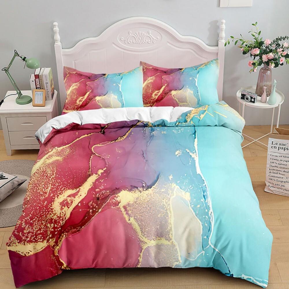 Luxury Black Marble Bedding Set 3D Duvet Cover Set Single Double Twin King Size Teens Adults Bedclothes Soft Polyester Bed Linen