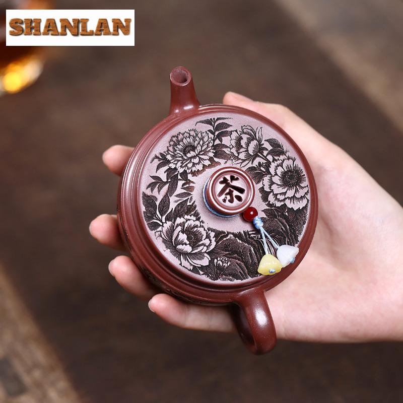 160ml Yixing Lila Ton Teekannen Handgemacht Großkalibriger Topf Roher Ton Drachenblut Sand Teekocher Mit Sieb Zisha Tee