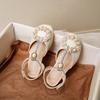Newest Summer Girls Sandals Fashion Soft Bottom Pearl Princess Performance Baby Kids Dance Shoes Student Pu Leather High Heels A
