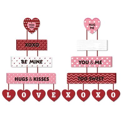 Décoration à Suspendre pour la Saint-Valentin, Happy Valentine's Love Mine Mot Accroche-Porte Panneau Ornements pour Anniversaire Fête de Mariage Fenêtre Porte Por