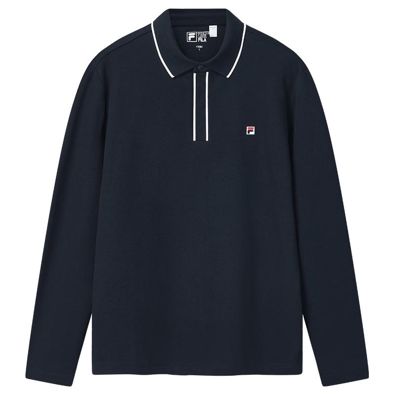 FILA Men s Knitted Long-Sleeve Polo Shirt L
