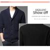 Autumn Winter Men's Thickened Button Cardigan Wool Sweater Green Fruit Collar Sweater Jacket V-neck Solid Color Casual Knitted Sweater
