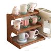 Solid Wood Multi-layer Teacup Display & Storage Rack for Desktop or Countertop