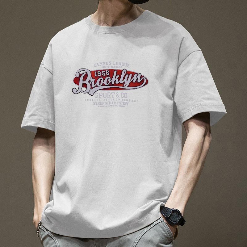 Simple T-shirt Men's print Summer Trendy Printed Cotton Short Sleeved Loose Trendy Breathable T-shirts