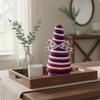 Independence Day Cone Tree Handmade Tabletop Decor Rustic Wood Base Yarn Wrapped