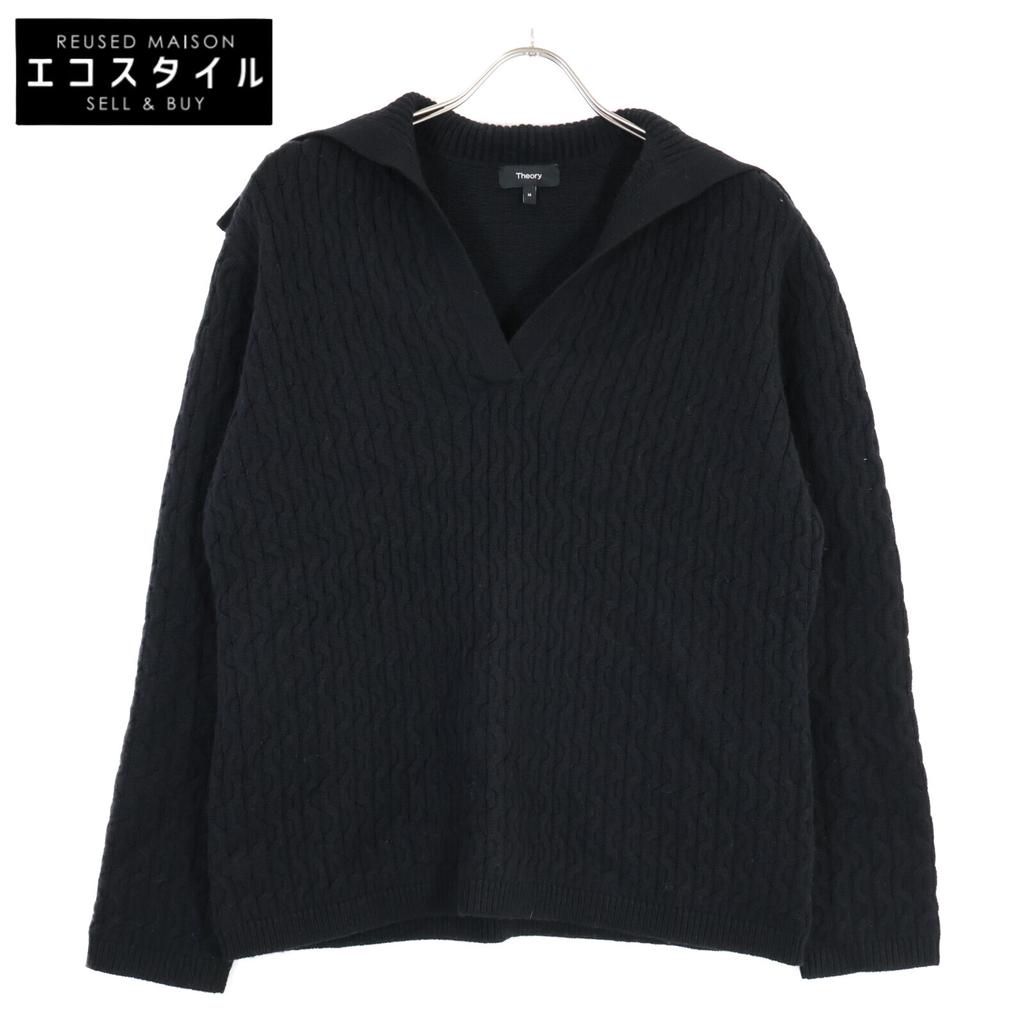 Theory [22AW] 01-2301708-050-904 Cashmere-blend Wool Sailor Collar Knit Sweater/ Tops M blackUsed