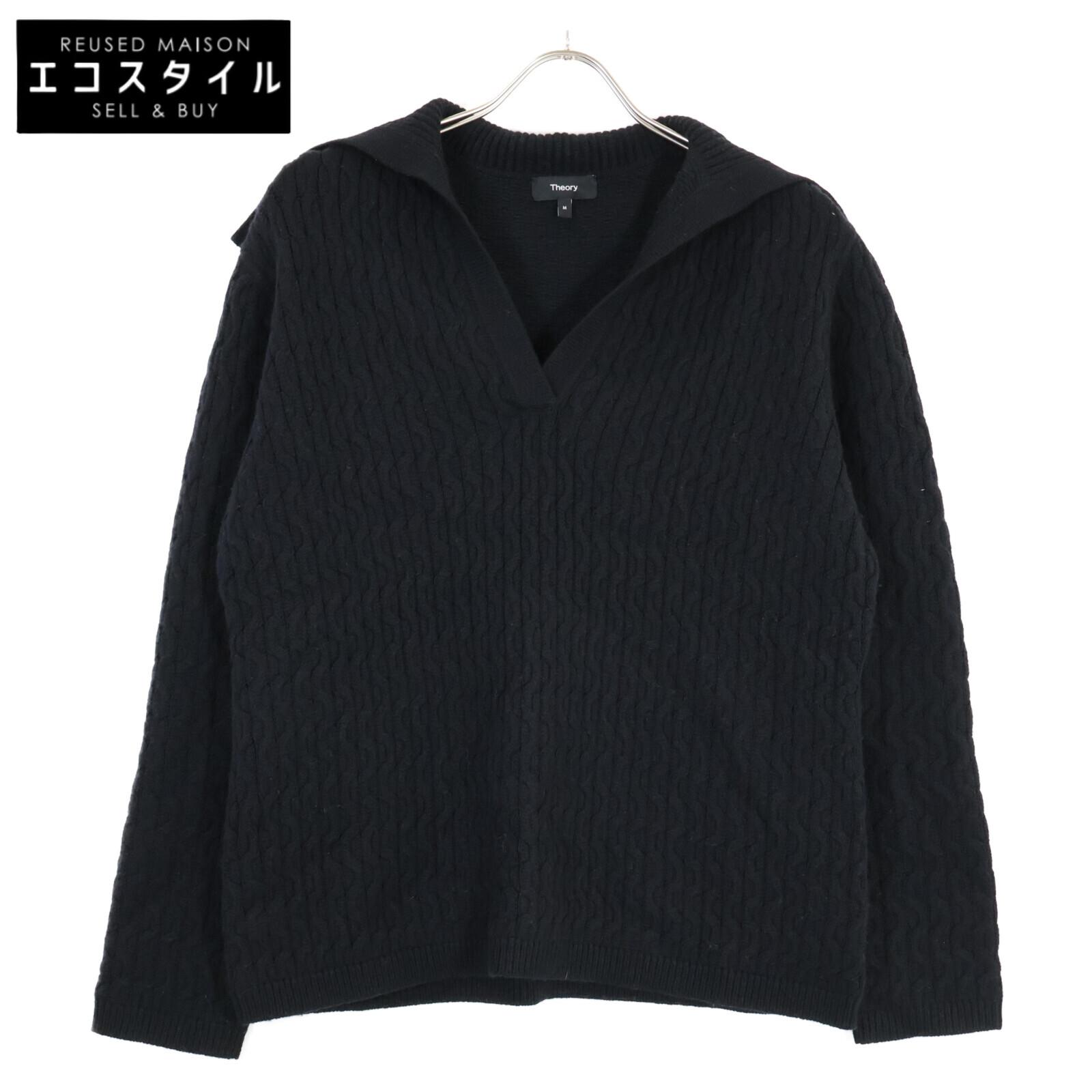 

Theory [22AW] 01-2301708-050-904 Cashmere-blend wool sailor collar knit sweater/ tops M blackUsed