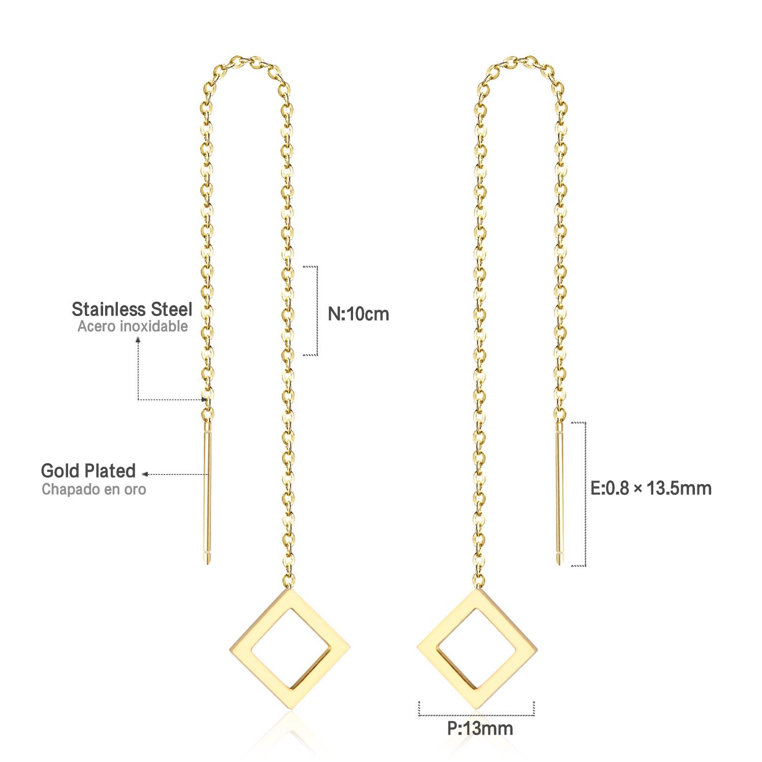 

Fashionable Water Drop Heart-shaped Fan-shaped Hollow Stud Earrings, Stainless Steel Gold-plated Jewelry with Diamonds for Girls