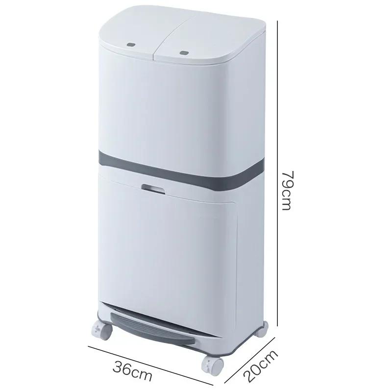 Double-Layer Pedal Trash Bin Kitchen Garbage Dry Wet Separation Covered Containers Living Room Waste Organizer