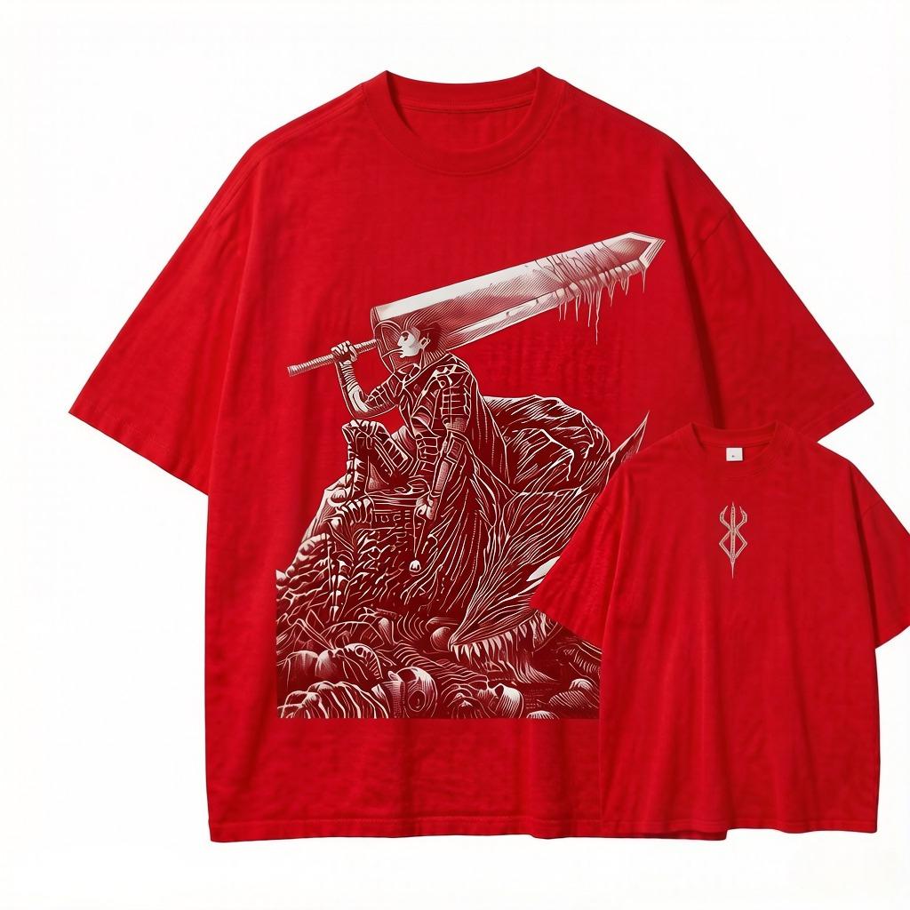 Berserk Guts Printed Tee Men Women T-shirts Oversized Cotton T Shirt Short Sleeve Clothing Harajuku Male Tshirt