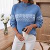 Women S Half High Neck Long Sleeve Knit Sweater Snowflake Jacquard Casual
