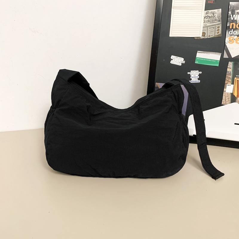 Nylon Crossbody Bag Men Women Casual Shoulder Bag with Front Pockets and Adjustable Strap