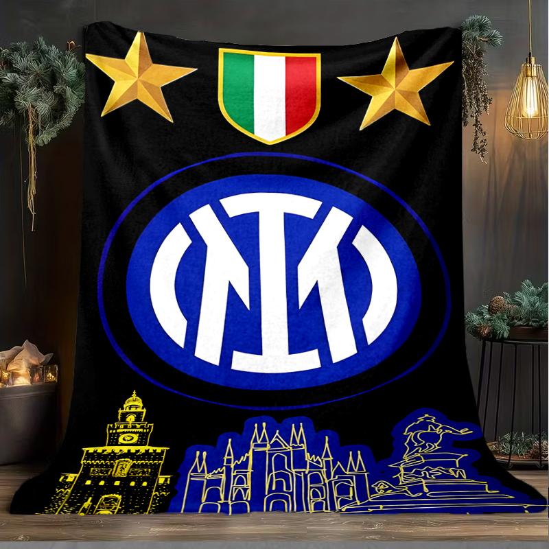 1 Stück F.C. Internazionale Milano Bedruckte Weiche Flanelldecke Überwurf für Schlafzimmer Wohnzimmer Sofa Camping Reise Fan Geschenke Weihnachtsgeschenke