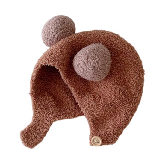 Nette Winter Warme Kinder Mädchen Jungen Baby Hut Fleece Hut mit Ball Dekor Patchwork Farbe Gehörschutz Hut Weiche Neugeborenen motorhaube Hut