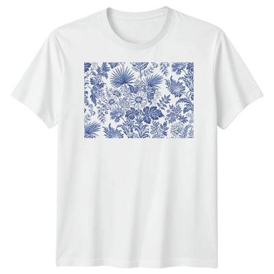 T-shirt Homme T-shirt Femme Art Motif Toile Floral Bleu Blanc Botanique Unisexe