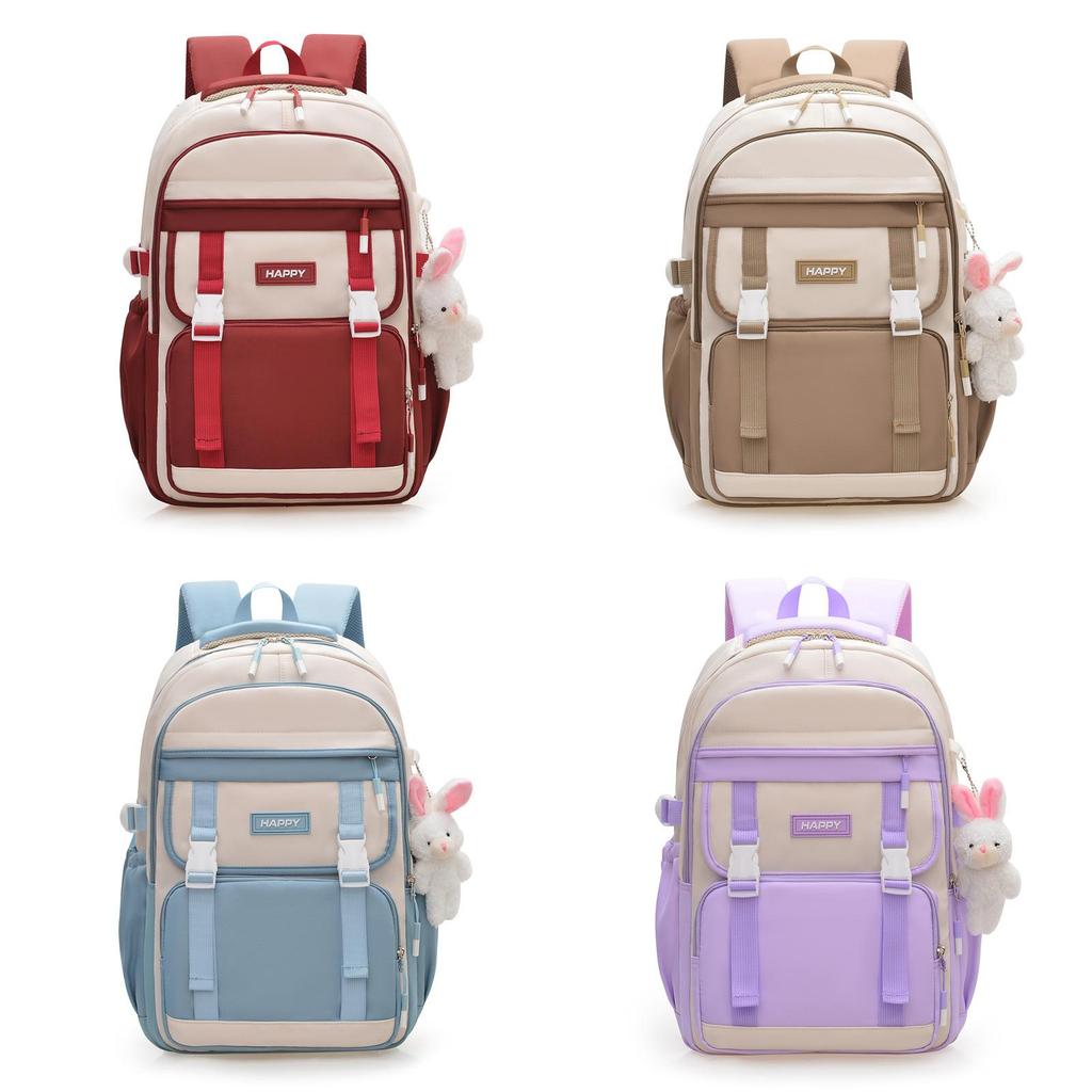 Simplistic Multicolor Nylon School Bag With Ergonomic Straps For High School And Middle School Use